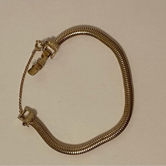 GOLDETTE NY BRACELET VINTAGE GOLD MESH SAFETY CHAIN FOLD-OVER CLASP 7.5” USA - Picture 7 of 8
